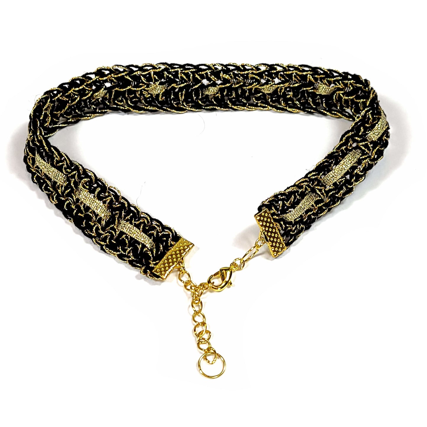 Black and Gold Crocheted Choker