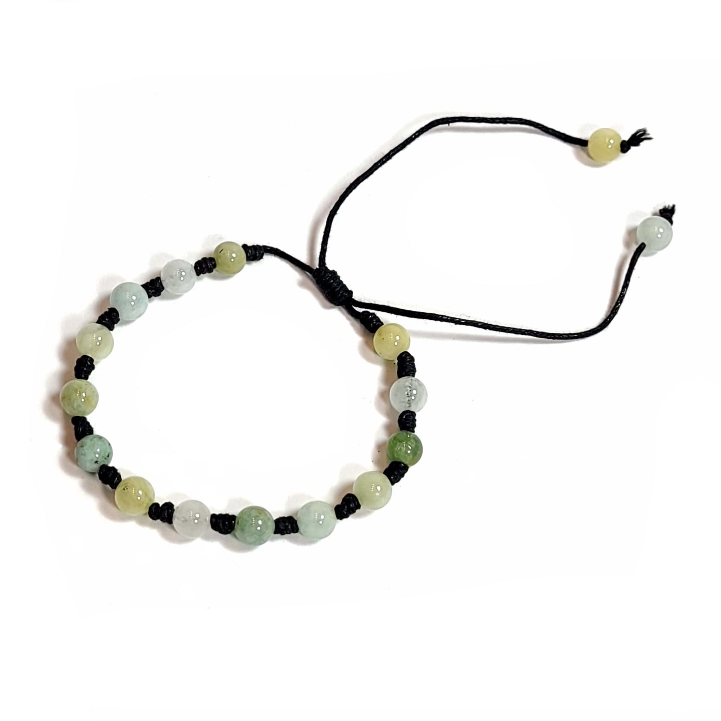 Handmade knotted multi-colored Quartz beaded bracelet/anklet with an adjustable slip knot.