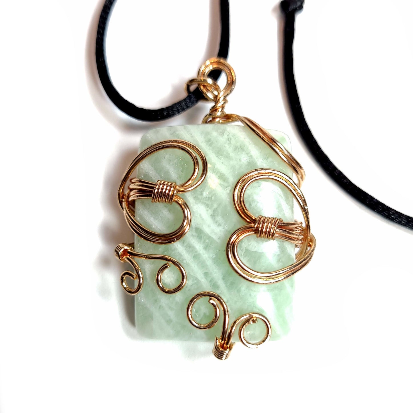Wire Wrapped Amazonite stone pendant necklace.