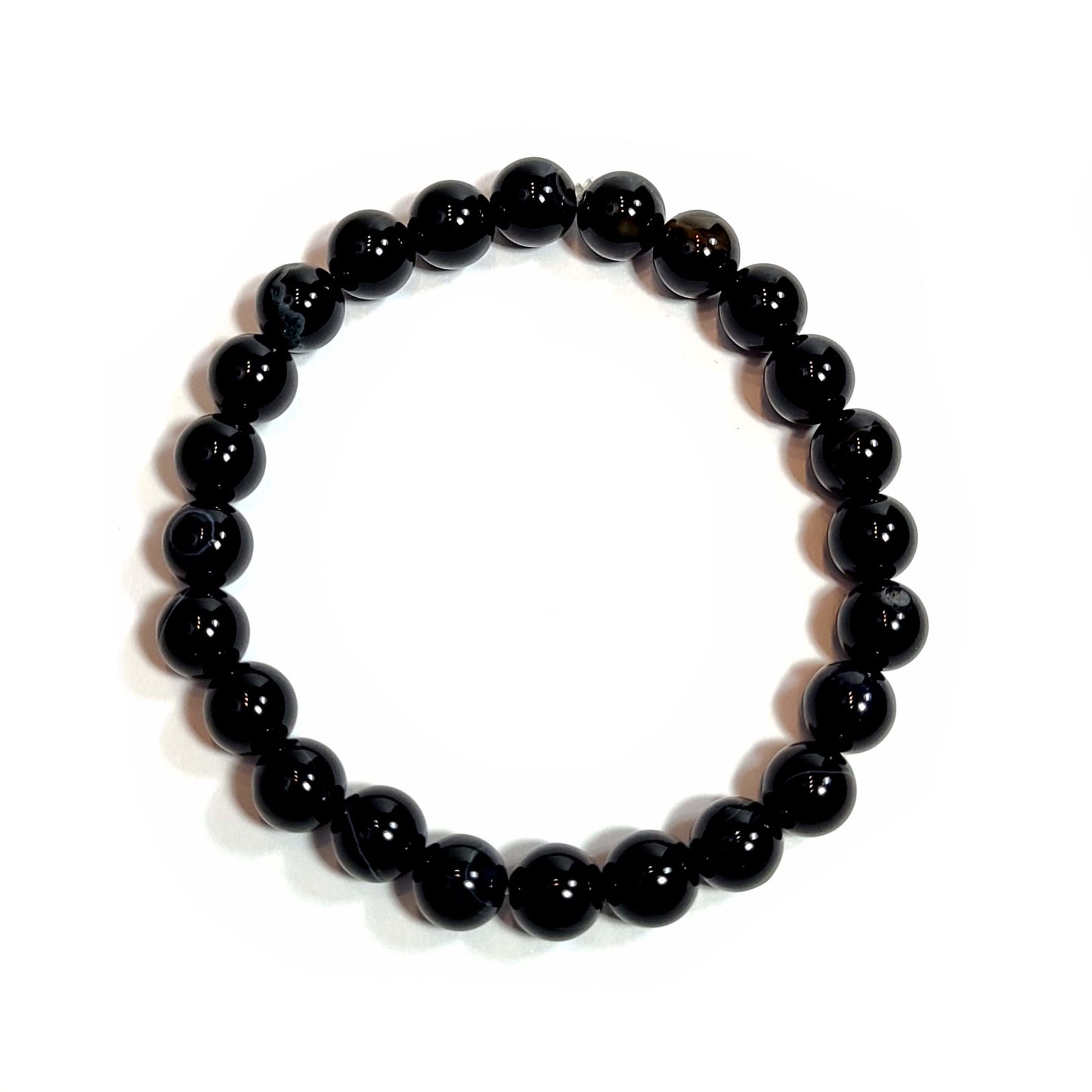 Black Obsidian Bead Elastic Bracelet