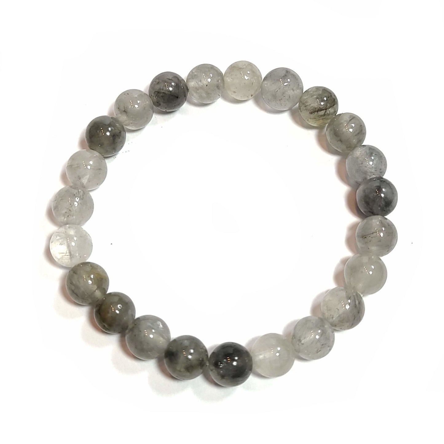 Tourmalated quartz 8mm bead Elastic Bracelet
