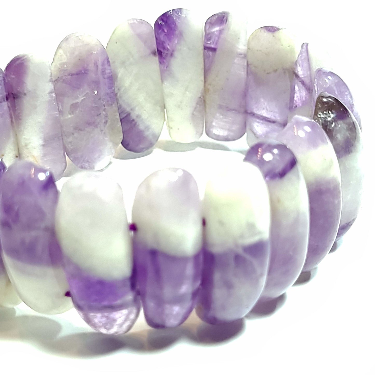 Oblong amethyst beads elastic bracelet