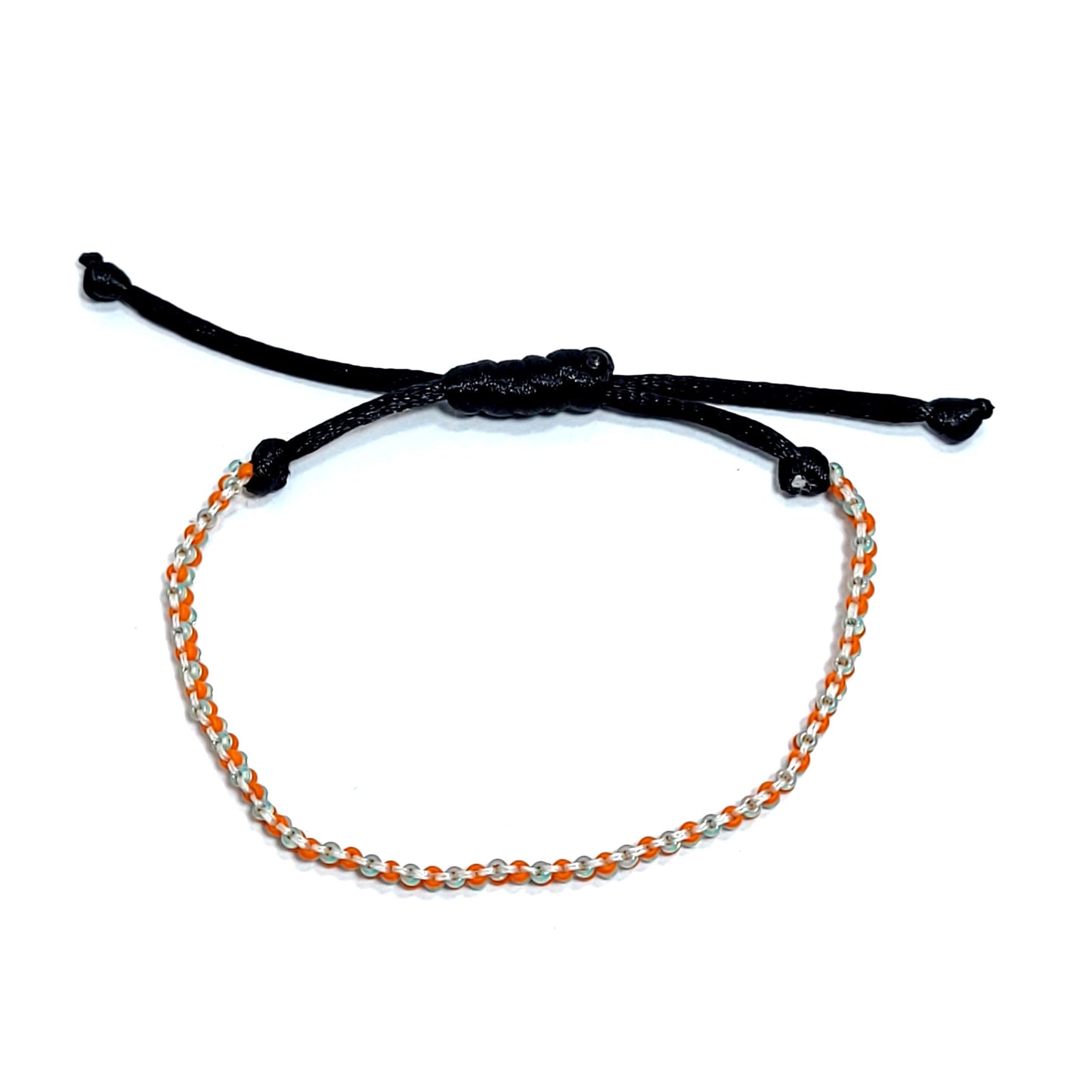 Orange and aqua narrow Seed Bead Bracelet