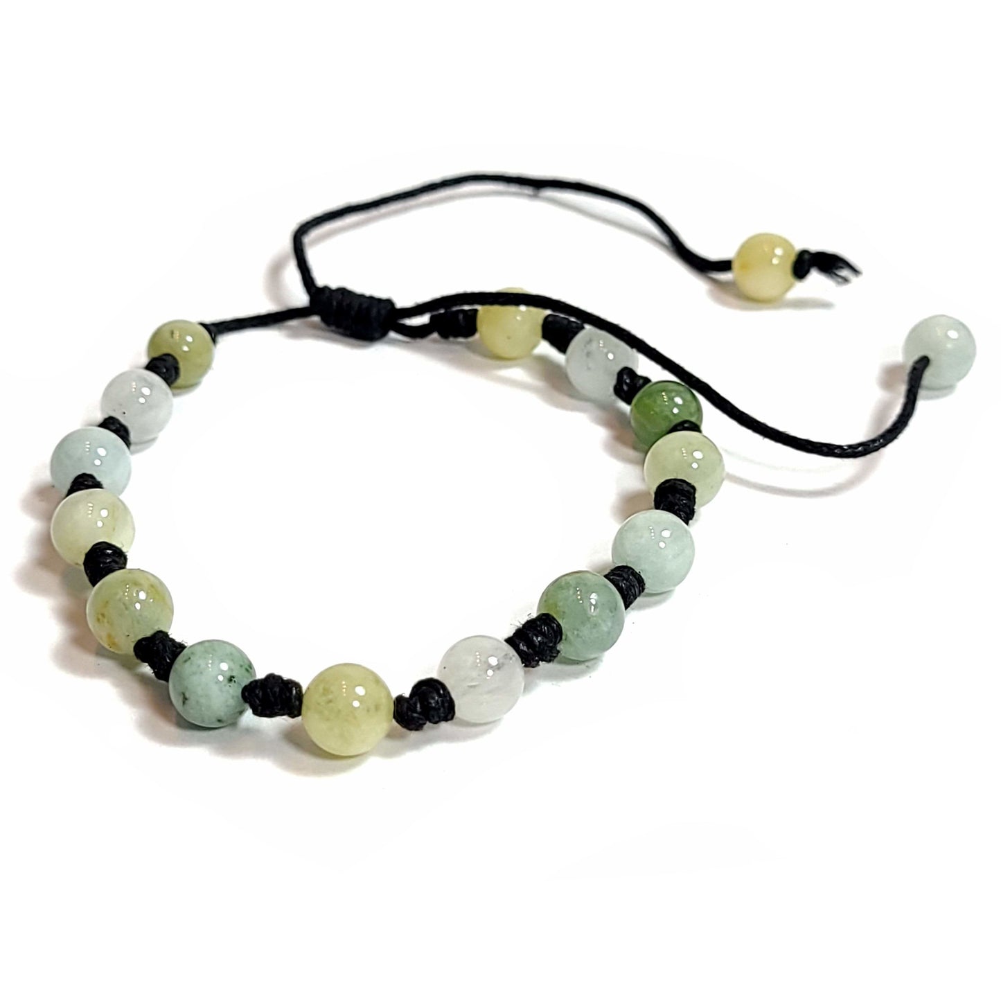 Handmade knotted multi-colored Quartz beaded bracelet/anklet with an adjustable slip knot.