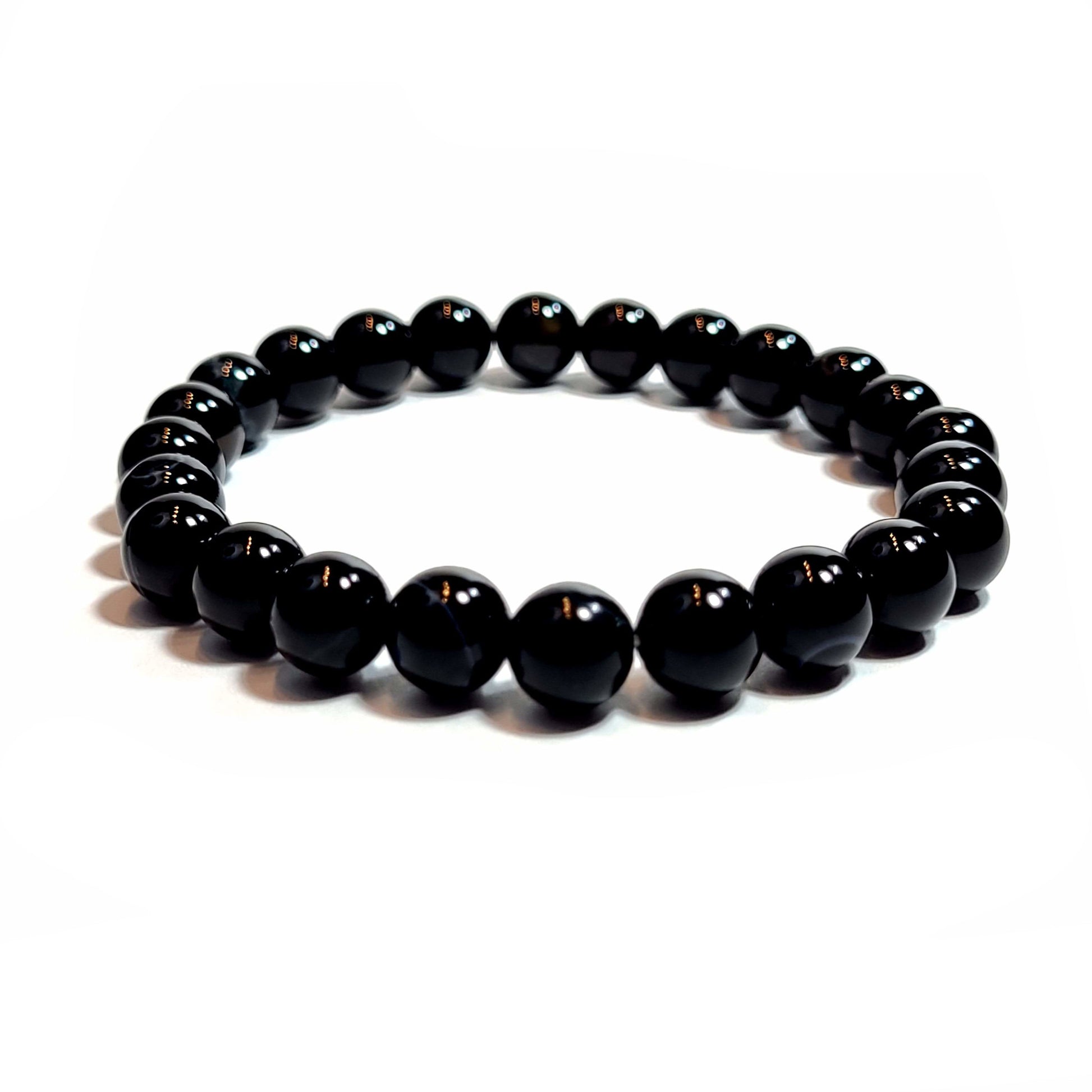 Black Obsidian Bead Elastic Bracelet