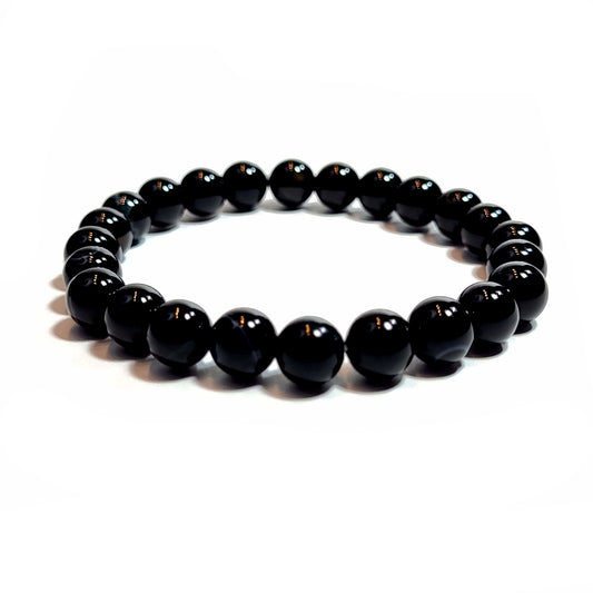 Black Obsidian Bead Elastic Bracelet