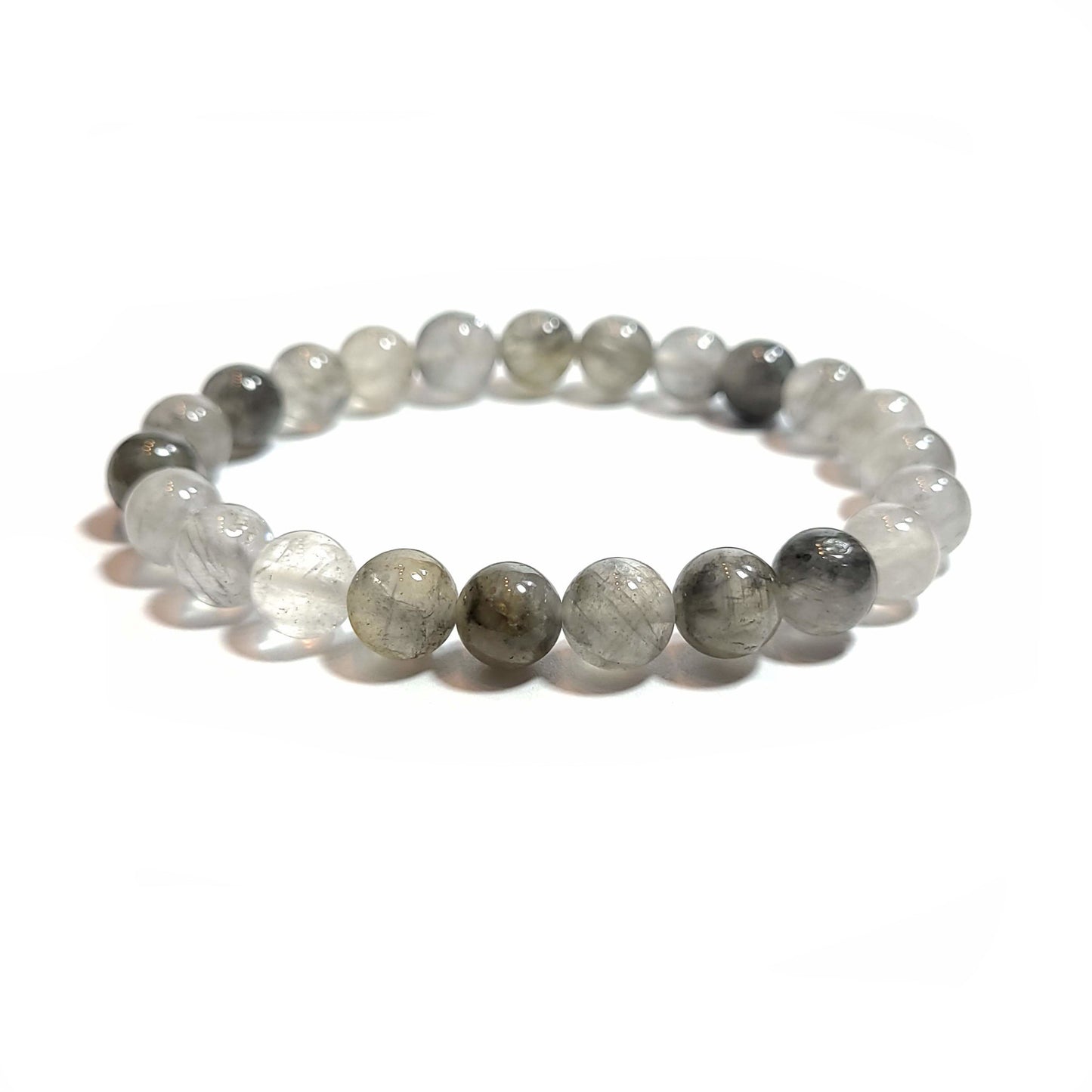 Tourmalated quartz 8mm bead Elastic Bracelet
